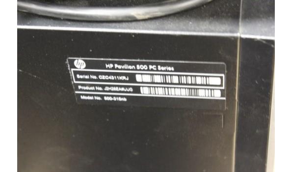 pc HP Pavilion 500 series, werking niet gekend, paswoord niet gekend, met tft-scherm HP EliteDisplay E201 en toetsenbord